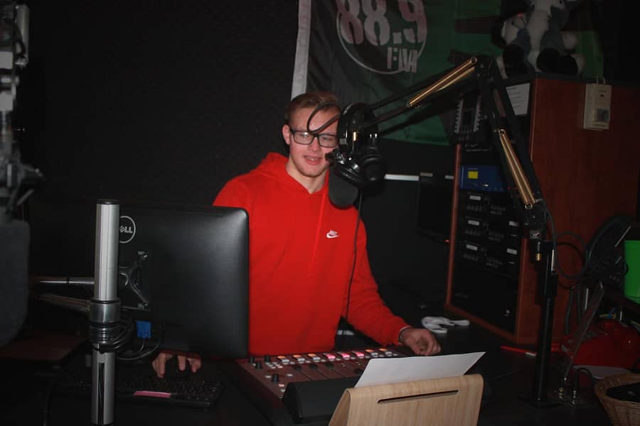 Senior Owen Stiftar works as operations manager in the schools radio station, 88.9, The Alternation. 