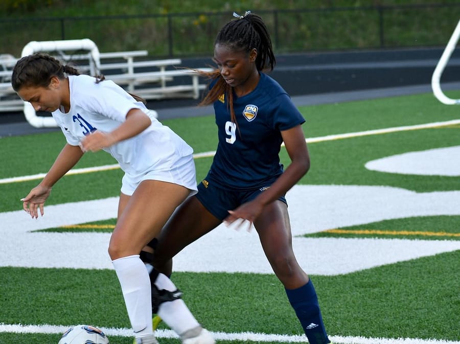 In the photo above is junior Mariah Embry.  Embry has been a fierce defender on the soccer team since her freshman year.  She is a fierce competitor with her speed and a great teammate with her positivity