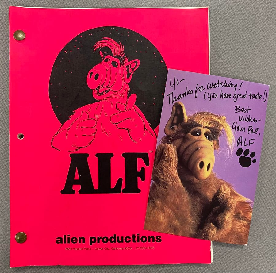 Art teacher Connor Yeager worked on the 80s sitcom, Alf and still has the postcard and a script from the episode True Colors.