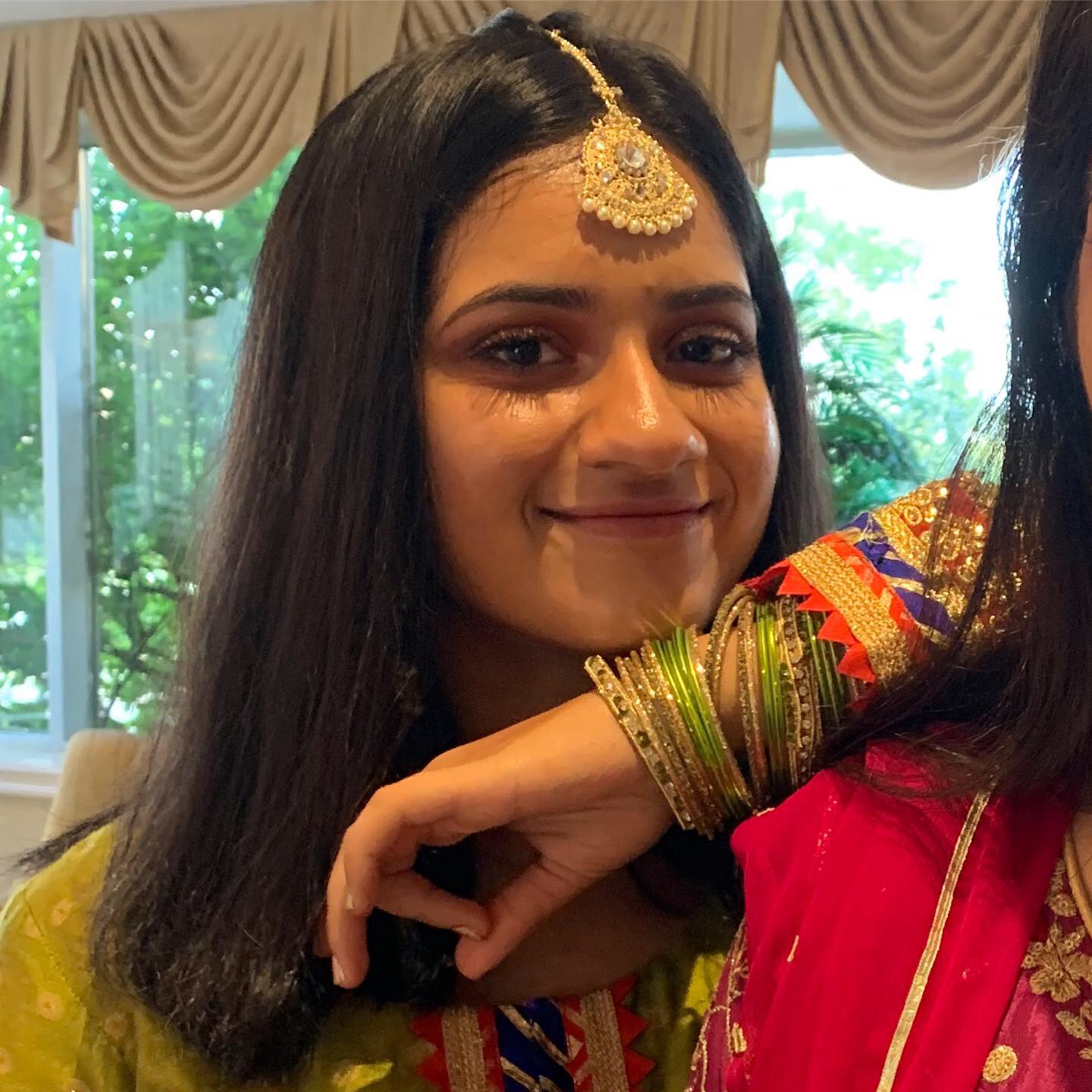 Freshman Rida Shaikh wears tikka and salwar kameez for a wedding in August 2019. Muslims dress respectfully when they go to worship.