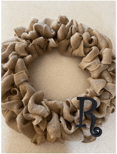 Freshman Jessica Reece made a wreath out of burlap for her family door.